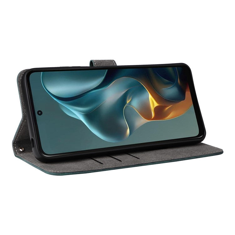 For Motorola Moto G05 4G  /  E15 4G Wallet Case RFID Blocking PU Leather Cover Stand View - Green