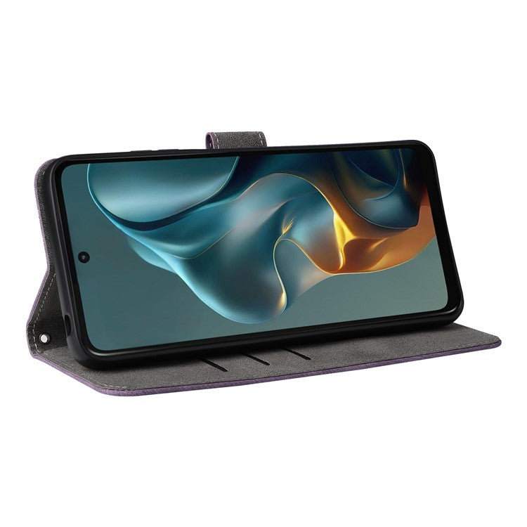 For Motorola Moto G05 4G  /  E15 4G Wallet Case RFID Blocking PU Leather Cover Stand View - Purple