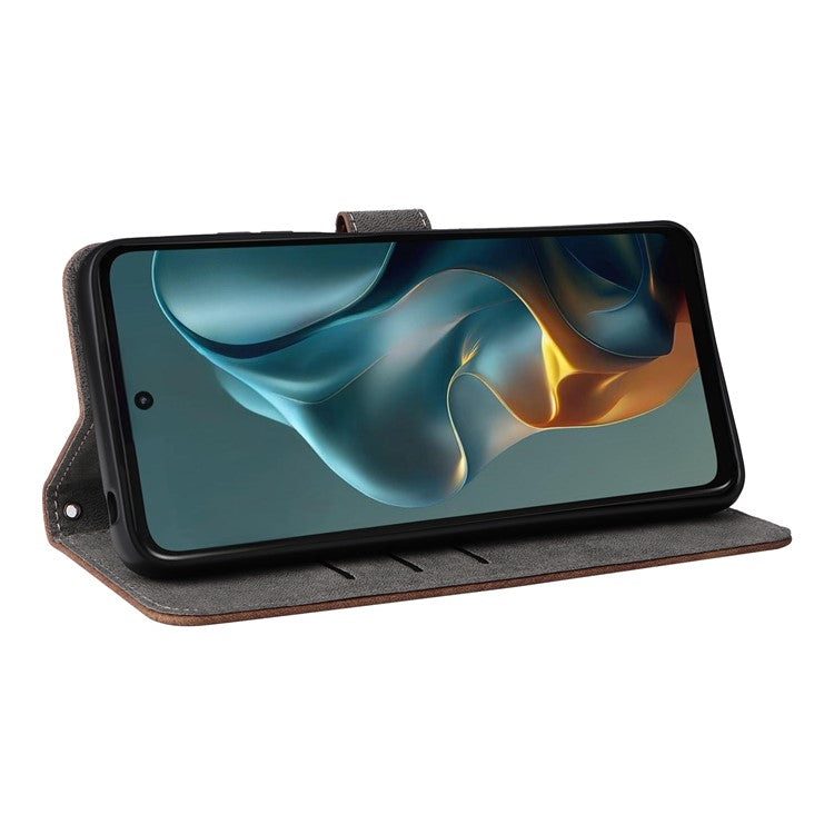 For Motorola Moto G05 4G  /  E15 4G Wallet Case RFID Blocking PU Leather Cover Stand View - Brown