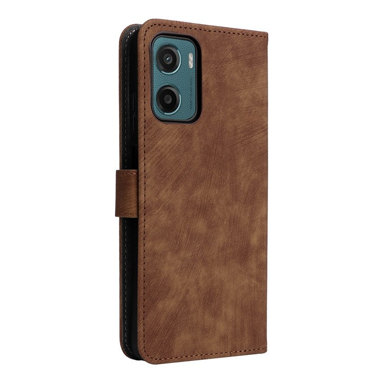 For Motorola Moto G05 4G  /  E15 4G Wallet Case RFID Blocking PU Leather Cover Stand View - Brown