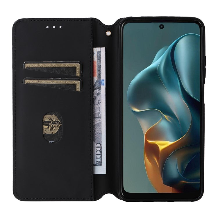 For Motorola Moto G05 4G  /  E15 4G Wallet Case Rhombus Imprinted Leather Phone Cover - Blue