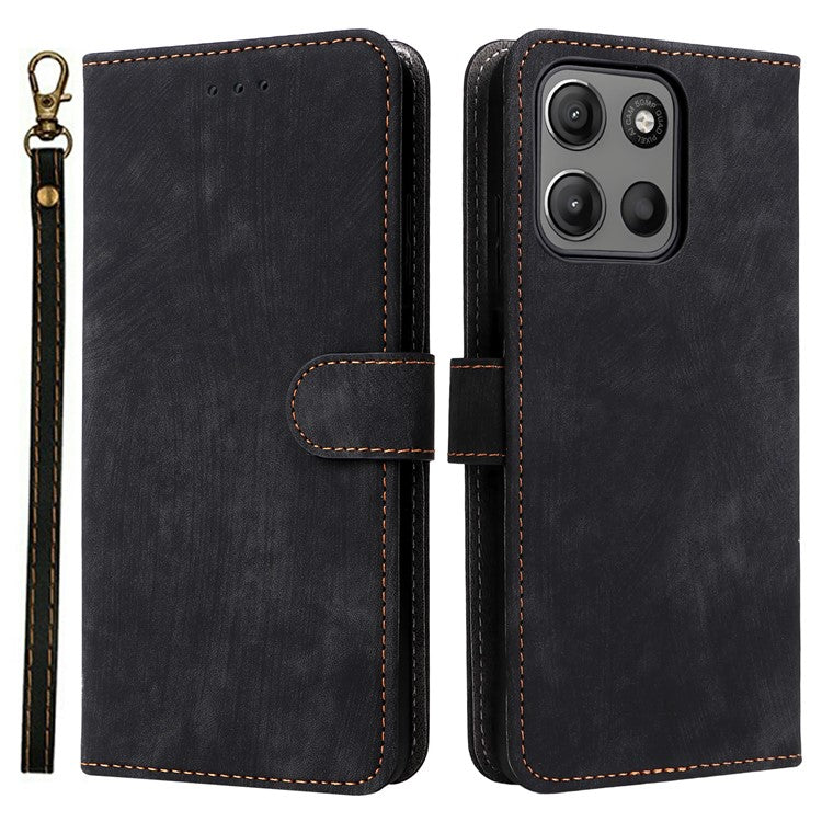 For Motorola Moto G15 Power 4G  /  G15 4G Wallet Case RFID Blocking PU Leather Cover Stand View - Black