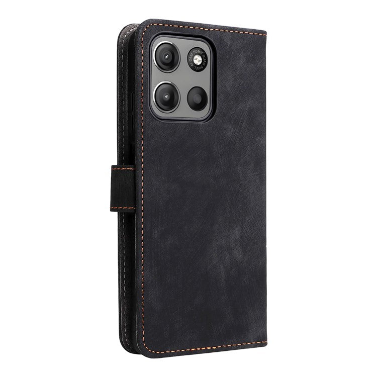 For Motorola Moto G15 Power 4G  /  G15 4G Wallet Case RFID Blocking PU Leather Cover Stand View - Black