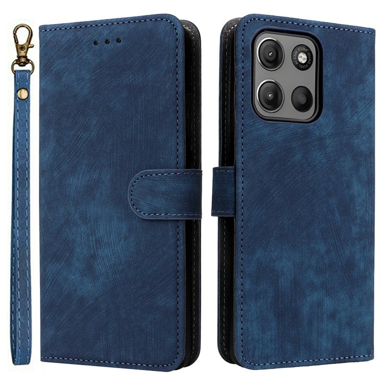 For Motorola Moto G15 Power 4G  /  G15 4G Wallet Case RFID Blocking PU Leather Cover Stand View - Blue