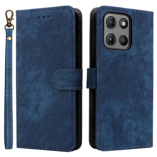 For Motorola Moto G15 Power 4G  /  G15 4G Wallet Case RFID Blocking PU Leather Cover Stand View - Blue