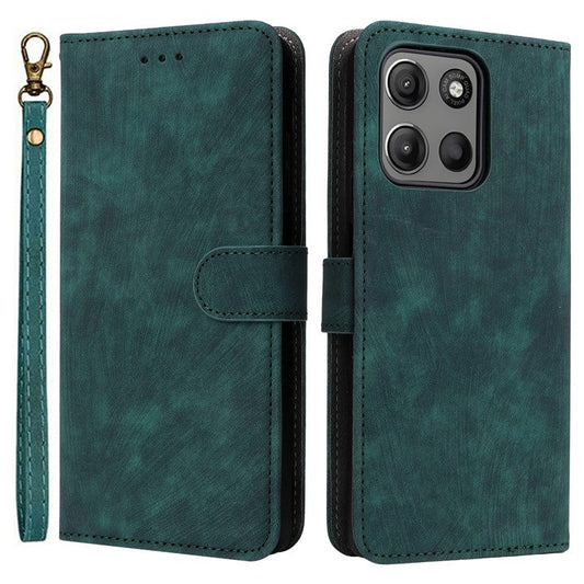 For Motorola Moto G15 Power 4G  /  G15 4G Wallet Case RFID Blocking PU Leather Cover Stand View - Green