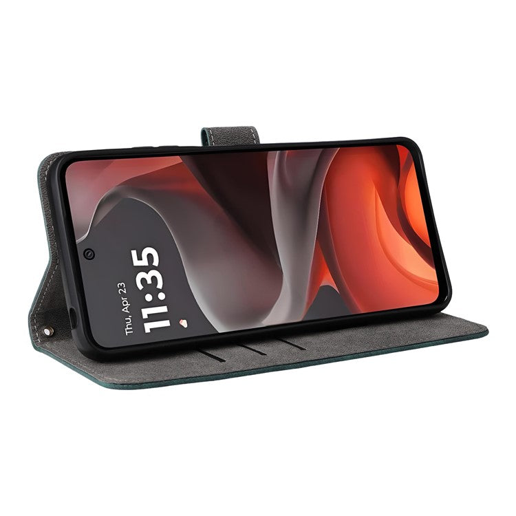 For Motorola Moto G15 Power 4G  /  G15 4G Wallet Case RFID Blocking PU Leather Cover Stand View - Green