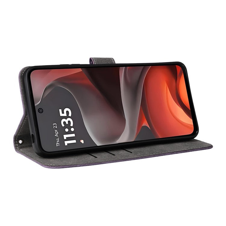 For Motorola Moto G15 Power 4G  /  G15 4G Wallet Case RFID Blocking PU Leather Cover Stand View - Purple