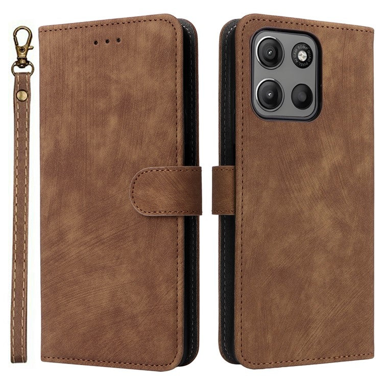 For Motorola Moto G15 Power 4G  /  G15 4G Wallet Case RFID Blocking PU Leather Cover Stand View - Brown