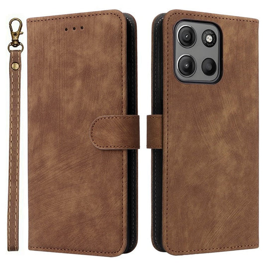 For Motorola Moto G15 Power 4G  /  G15 4G Wallet Case RFID Blocking PU Leather Cover Stand View - Brown