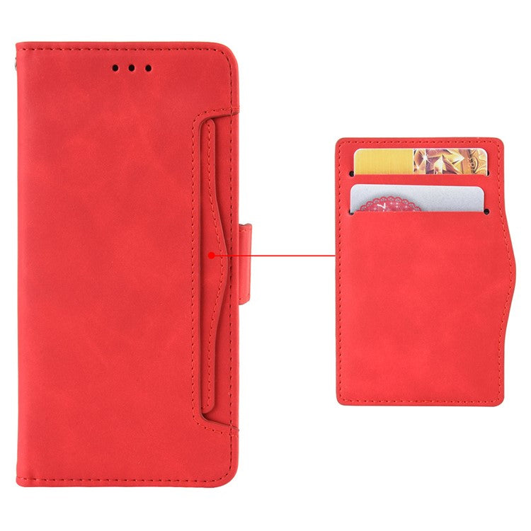 For Motorola Moto G05 4G  /  E15 4G Leather Case Phone Wallet Cover with Multiple Card Slots - Red