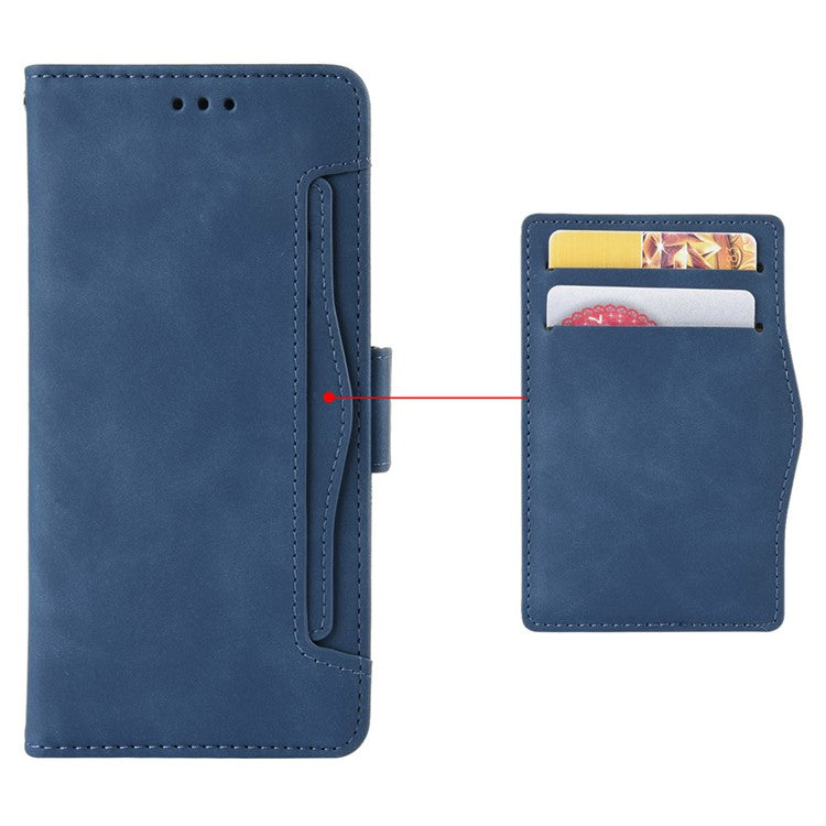 For Motorola Moto G05 4G  /  E15 4G Leather Case Phone Wallet Cover with Multiple Card Slots - Blue