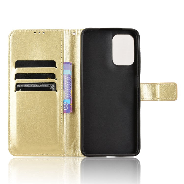 For Motorola Moto G05 4G  /  E15 4G Case Crazy Horse Texture PU Leather Phone Wallet Cover - Gold