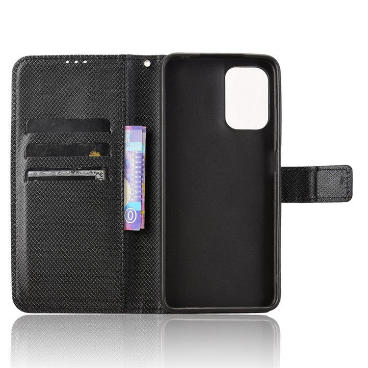 For Motorola Moto G05 4G  /  E15 4G Case PU Leather Diamond Texture Wallet Phone Cover - Black