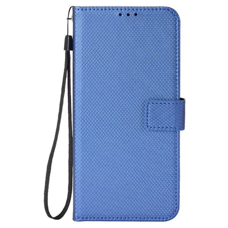For Motorola Moto G05 4G  /  E15 4G Case PU Leather Diamond Texture Wallet Phone Cover - Blue