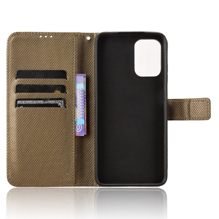 For Motorola Moto G05 4G  /  E15 4G Case PU Leather Diamond Texture Wallet Phone Cover - Brown