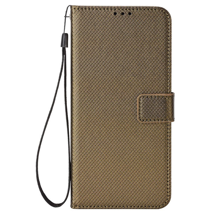 For Motorola Moto G05 4G  /  E15 4G Case PU Leather Diamond Texture Wallet Phone Cover - Brown