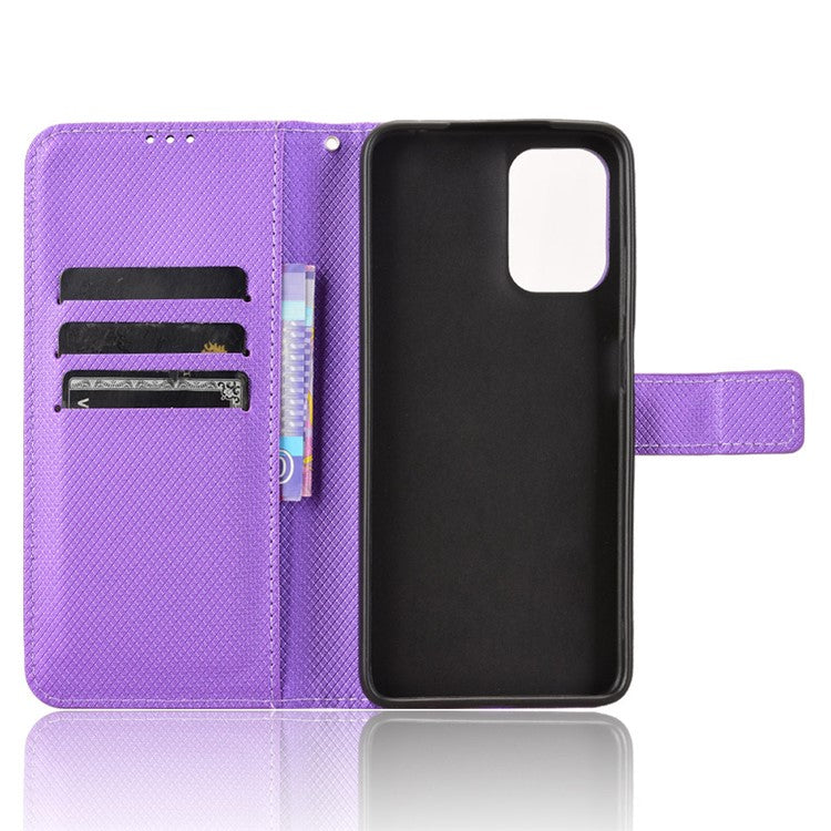 For Motorola Moto G05 4G  /  E15 4G Case PU Leather Diamond Texture Wallet Phone Cover - Purple