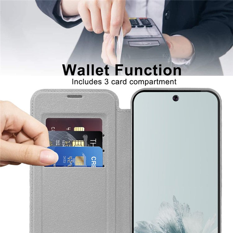 For Google Pixel 9a Case Compatible with MagSafe Rhombus PU Leather Phone Cover - Titanium Grey