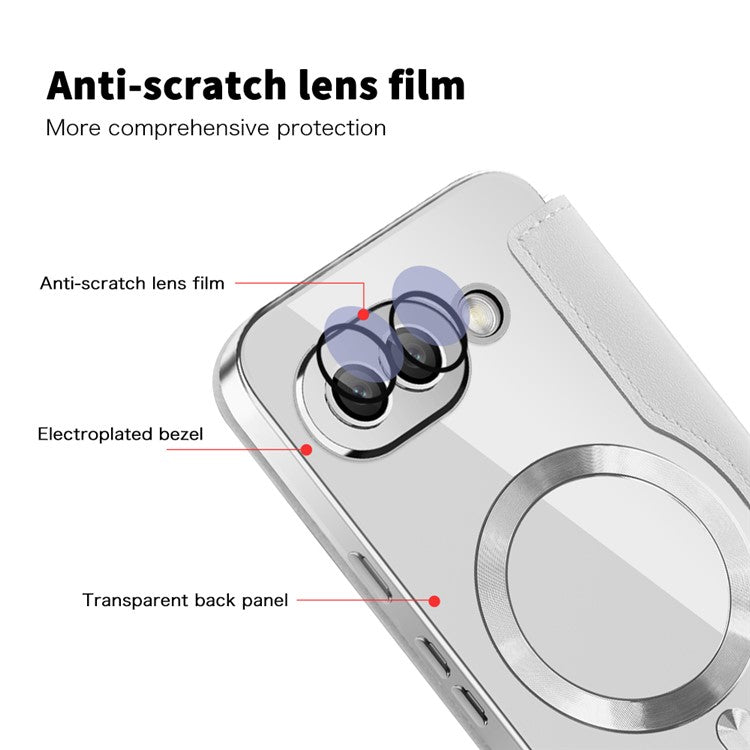 For Google Pixel 9a Case Compatible with MagSafe Rhombus PU Leather Phone Cover - Titanium Grey