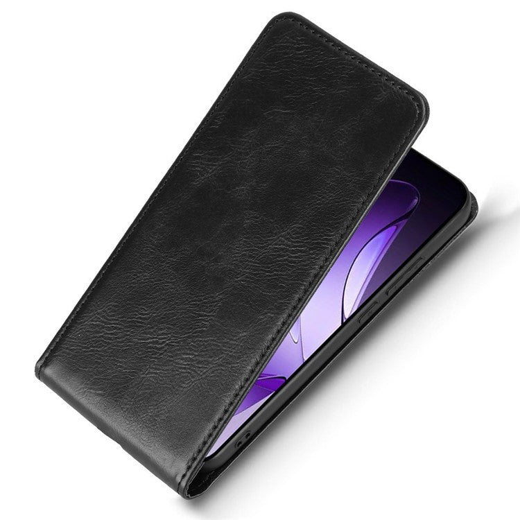 For Oppo Reno13 5G (Global) Case with Card Slot Magnetic Vertical Flip Leather Phone Cover - Black