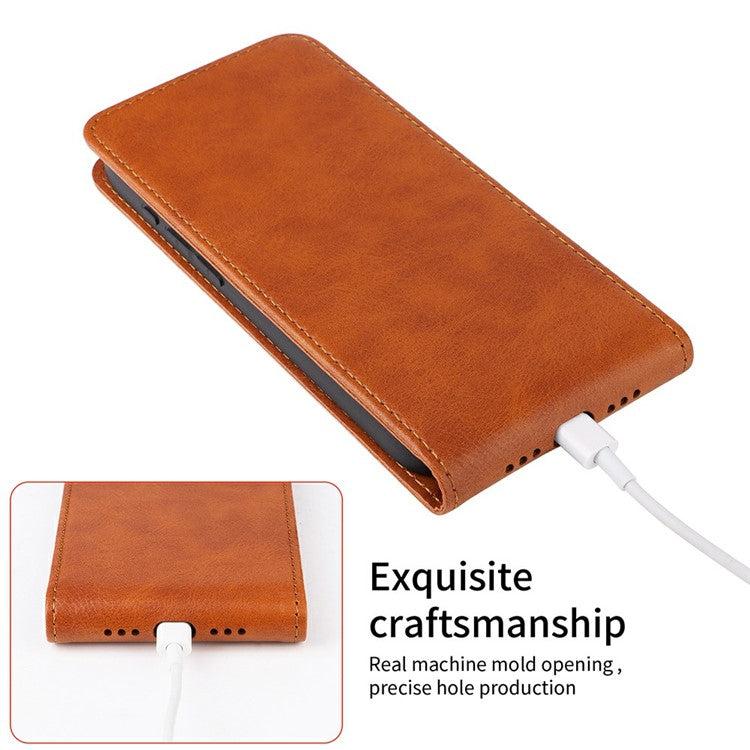 For Oppo Reno13 5G (Global) Case with Card Slot Magnetic Vertical Flip Leather Phone Cover - Orange