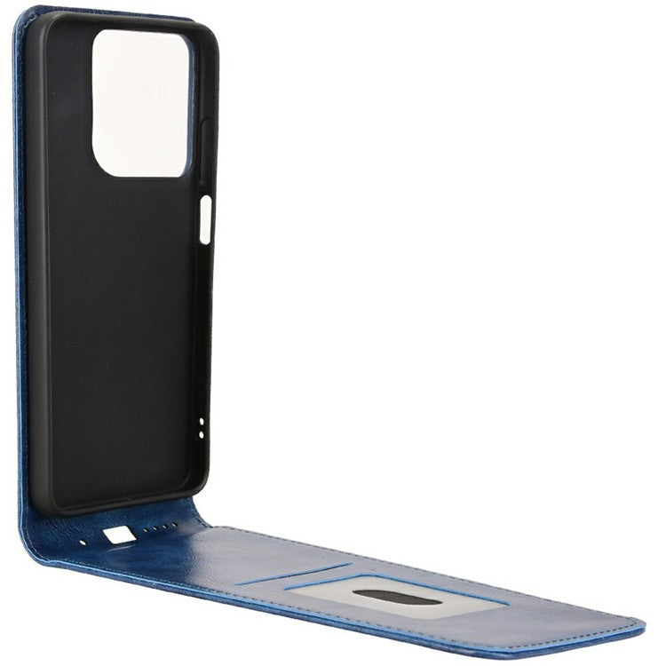 For Motorola Moto G15 Power 4G  /  G15 4G Case with Card Slot Magnetic Vertical Flip Leather Phone Cover - Dark Blue