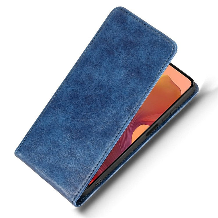 For Motorola Moto G15 Power 4G  /  G15 4G Case with Card Slot Magnetic Vertical Flip Leather Phone Cover - Dark Blue