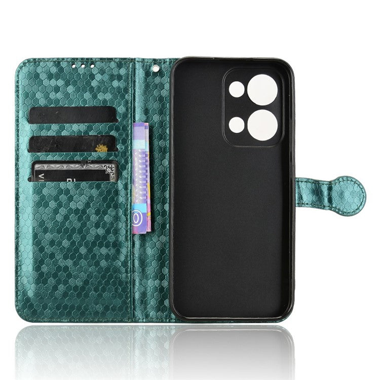 For Oppo Reno13 5G (Global) Wallet Case Dot Pattern Imprint PU Leather Phone Cover - Green