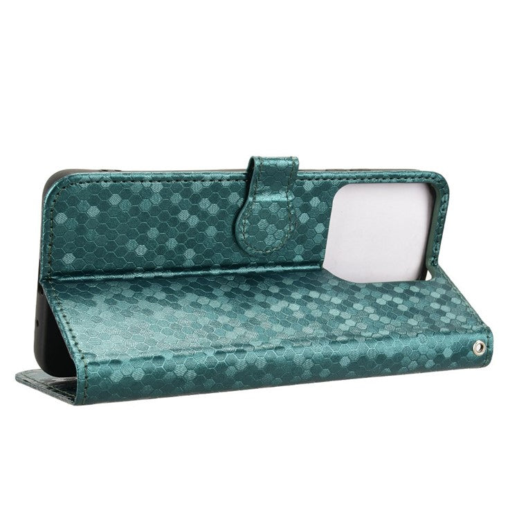 For Motorola Moto G15 4G / G15 Power 4G Wallet Case Dot Pattern Imprint PU Leather Phone Cover - Green