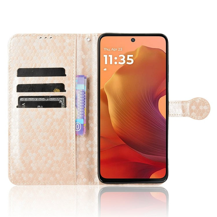 For Motorola Moto G15 4G / G15 Power 4G Wallet Case Dot Pattern Imprint PU Leather Phone Cover - Rose Gold