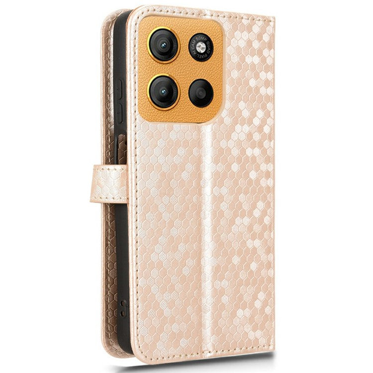 For Motorola Moto G15 4G / G15 Power 4G Wallet Case Dot Pattern Imprint PU Leather Phone Cover - Rose Gold
