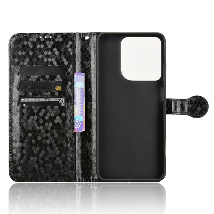 For Motorola Moto G15 4G / G15 Power 4G Wallet Case Dot Pattern Imprint PU Leather Phone Cover - Black