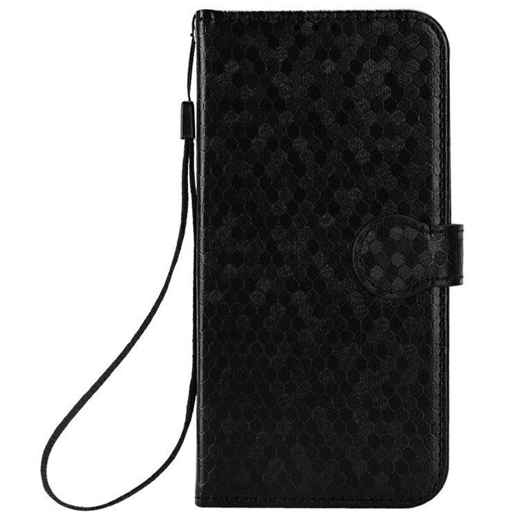 For Motorola Moto G15 4G / G15 Power 4G Wallet Case Dot Pattern Imprint PU Leather Phone Cover - Black