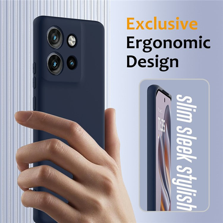 Liquid Silicone Case For Motorola Edge 50 Neo 5G  /  Moto S50 5G  /  Thinkphone 25 5G Compatible with MagSafe Phone Cover with Lanyard - Dark Blue