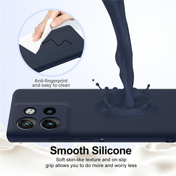 Liquid Silicone Case For Motorola Edge 50 Neo 5G  /  Moto S50 5G  /  Thinkphone 25 5G Compatible with MagSafe Phone Cover with Lanyard - Dark Blue