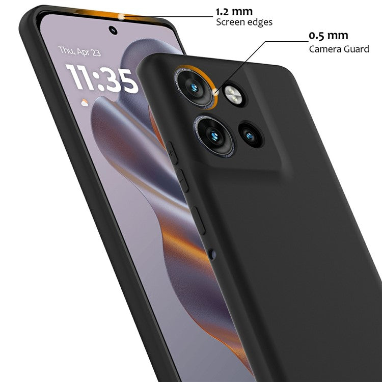 Liquid Silicone Case For Motorola Edge 50 Neo 5G  /  Moto S50 5G  /  ThinkPhone 25 5G Compatible with MagSafe Phone Cover with Lanyard - Black