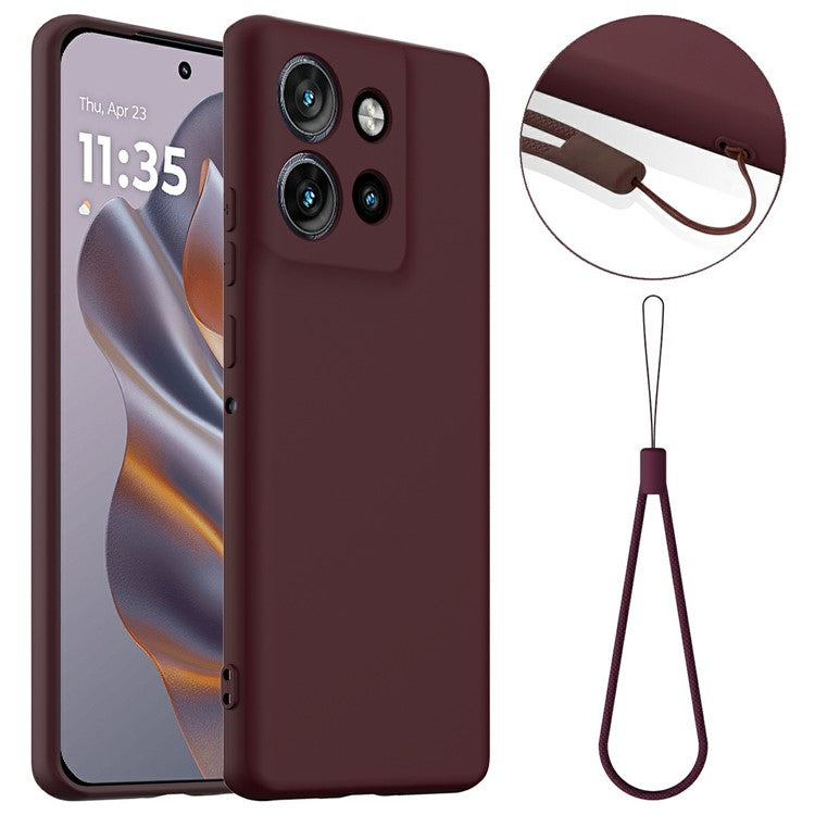 Liquid Silicone Case For Motorola Edge 50 Neo 5G  /  Moto S50 5G  /  ThinkPhone 25 5G Compatible with MagSafe Phone Cover with Lanyard - Wine Red