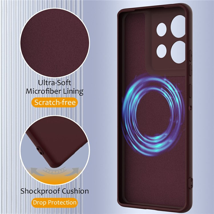 Liquid Silicone Case For Motorola Edge 50 Neo 5G  /  Moto S50 5G  /  ThinkPhone 25 5G Compatible with MagSafe Phone Cover with Lanyard - Wine Red