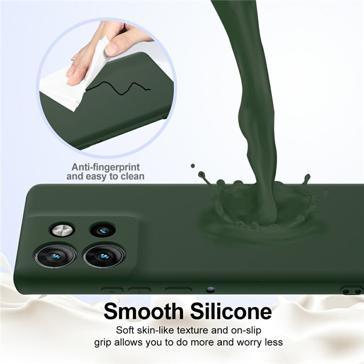Liquid Silicone Case For Motorola Edge 50 Neo 5G  /  Moto S50 5G  /  ThinkPhone 25 5G Compatible with MagSafe Phone Cover with Lanyard - Dark Green