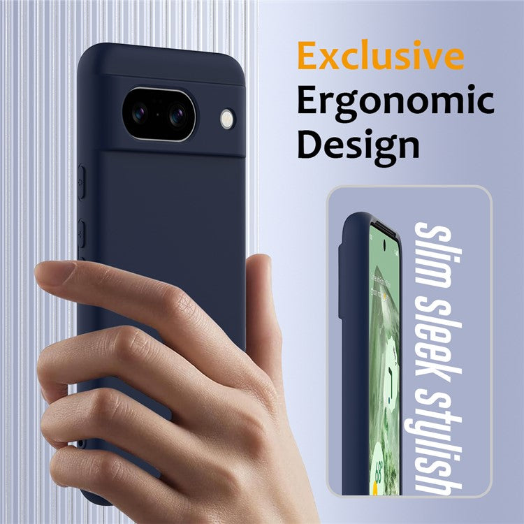 For Google Pixel 8a Case Compatible with MagSafe Liquid Silicone Phone Cover with Lanyard - Dark Blue