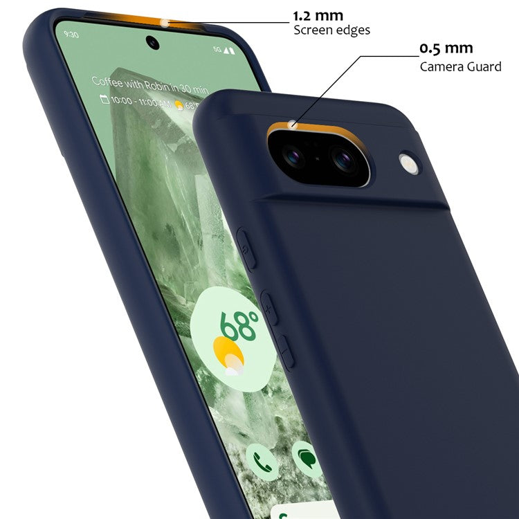 For Google Pixel 8a Case Compatible with MagSafe Liquid Silicone Phone Cover with Lanyard - Dark Blue