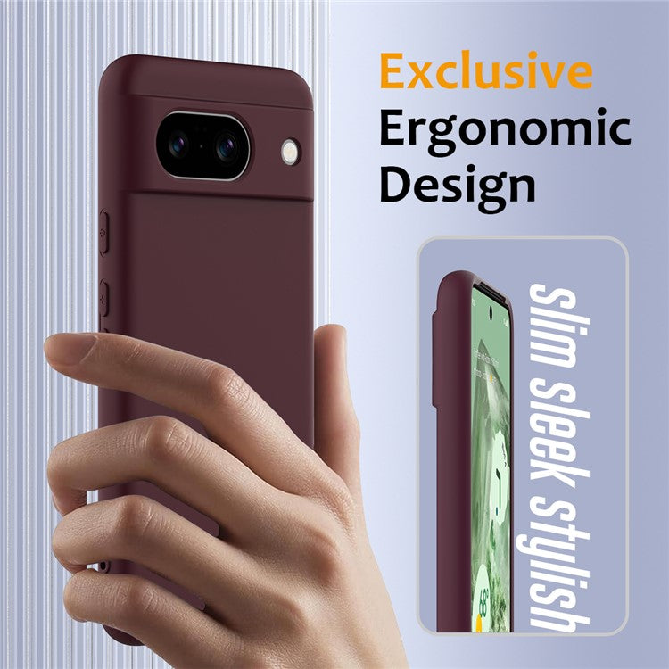 For Google Pixel 8a Case Compatible with MagSafe Liquid Silicone Phone Cover with Lanyard - Wine Red