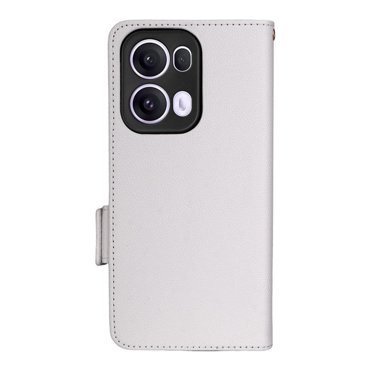 For Oppo Reno13 Pro 5G Case with Wrist Strap Litchi Texture PU Leather Wallet Phone Cover - White