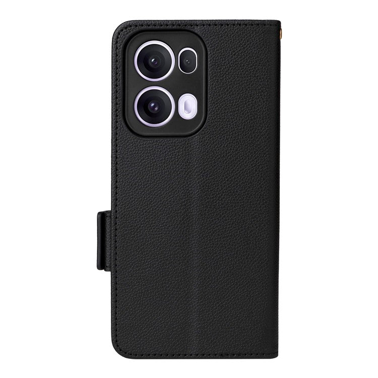 For Oppo Reno13 Pro 5G Case with Wrist Strap Litchi Texture PU Leather Wallet Phone Cover - Black