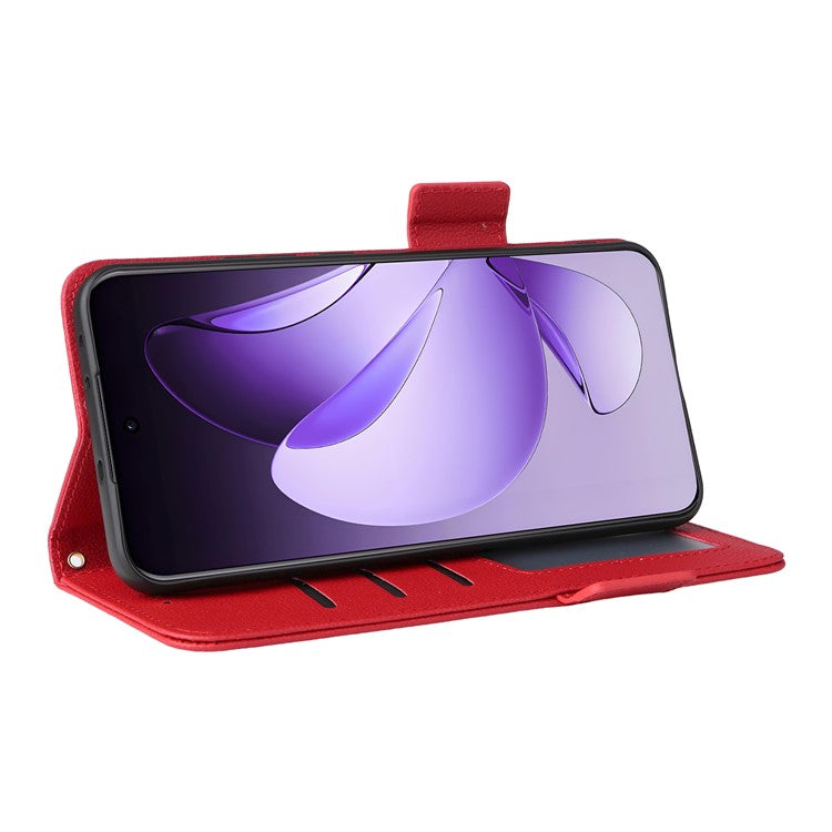 For Oppo Reno13 Pro 5G Case with Wrist Strap Litchi Texture PU Leather Wallet Phone Cover - Red