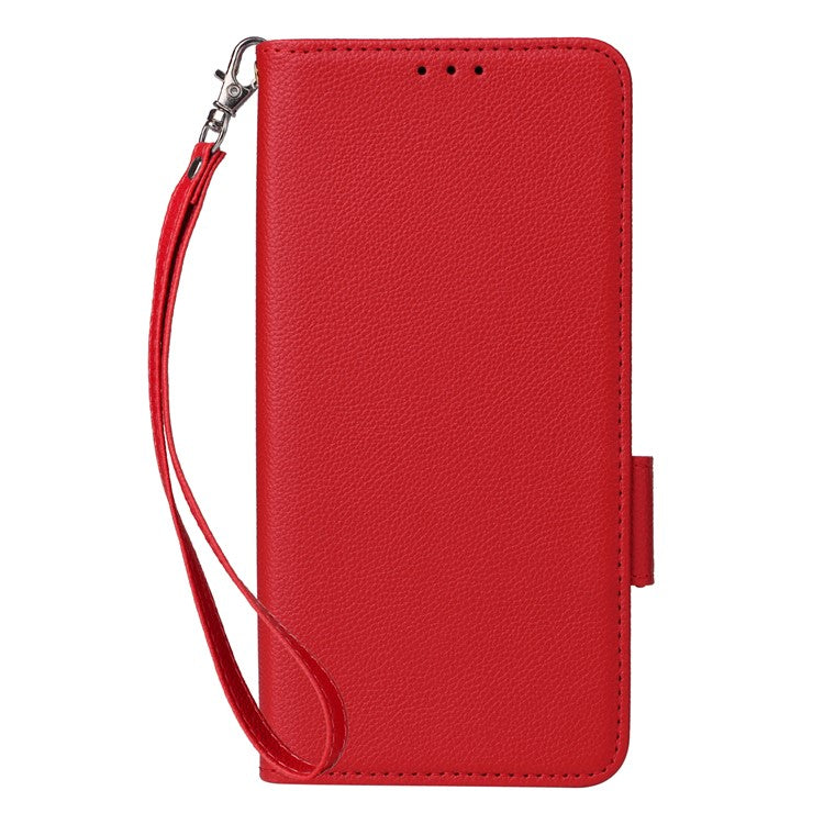 For Oppo Reno13 Pro 5G Case with Wrist Strap Litchi Texture PU Leather Wallet Phone Cover - Red