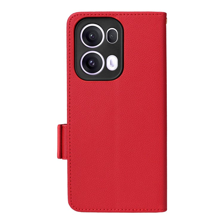 For Oppo Reno13 Pro 5G Case with Wrist Strap Litchi Texture PU Leather Wallet Phone Cover - Red