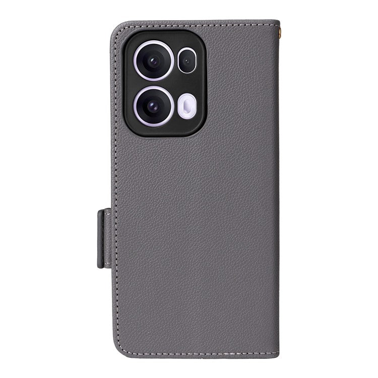 For Oppo Reno13 Pro 5G Case with Wrist Strap Litchi Texture PU Leather Wallet Phone Cover - Grey