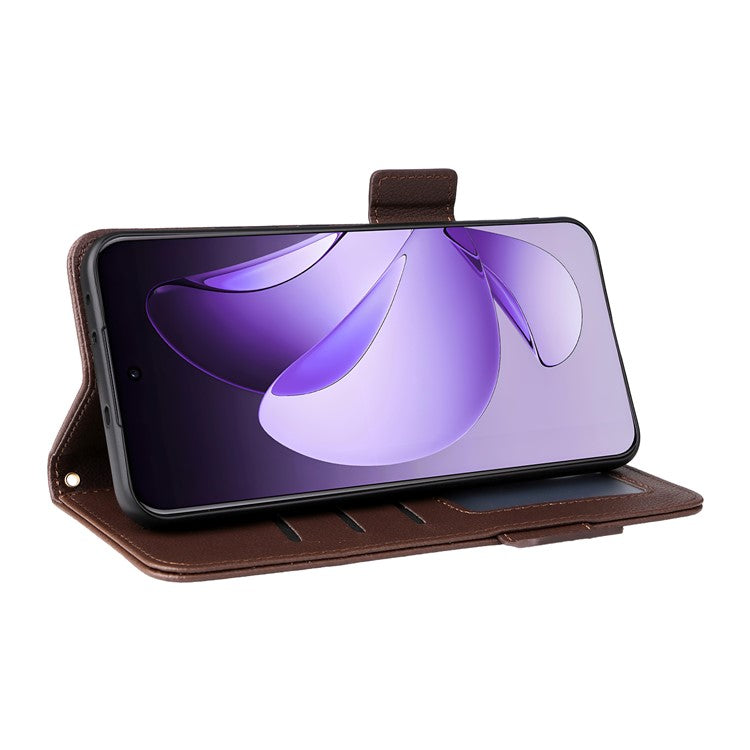For Oppo Reno13 Pro 5G Case with Wrist Strap Litchi Texture PU Leather Wallet Phone Cover - Brown